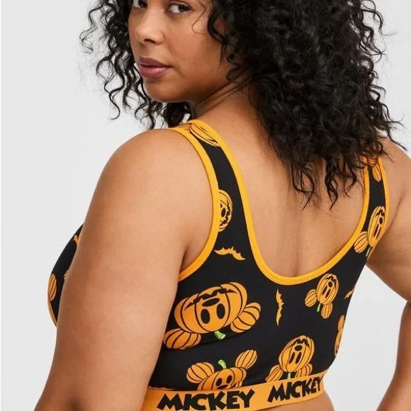 Torrid Black and Orange Mickey Pumpkin Sports Bra - Picture 4 of 9